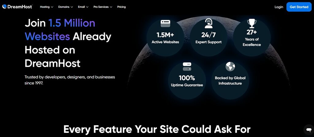 Screenshot of DreamHost WordPress Web Hosting Provider