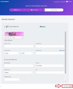 DreamHost checkout page