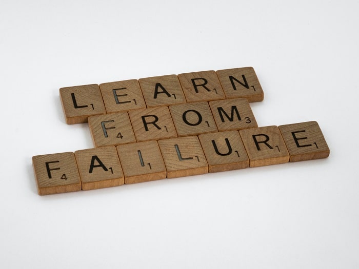 Wood blocks with letters forming the words "learning from failure"