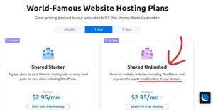Sign up to the most affordable WordPress hosting server: DreamHost's Shared Unlimited plan.
