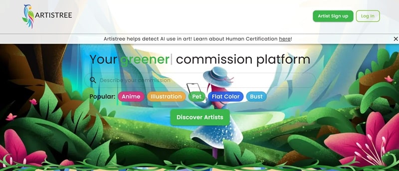 Artistree is a great art commission website for all sorts of niches and art styles.