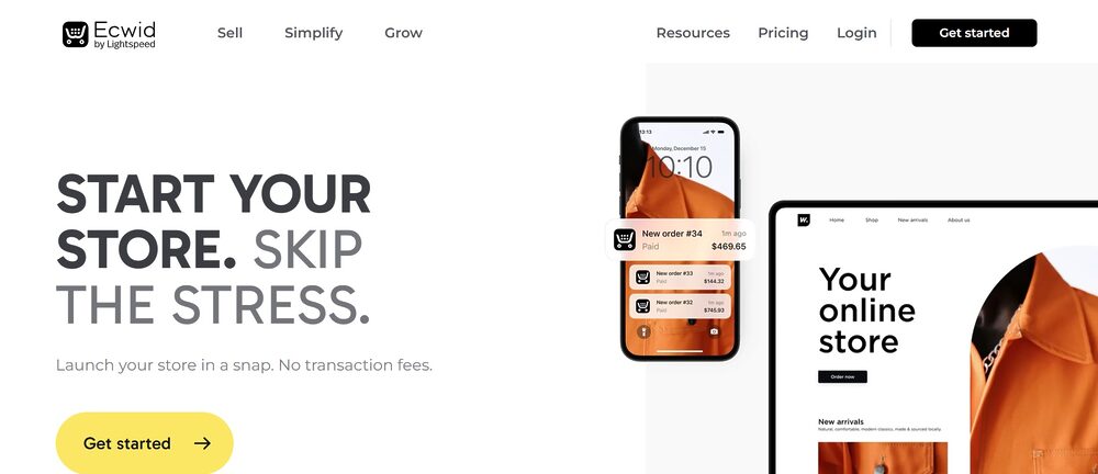 Screenshot of Ecwid by Lightspeed, a platform for e-commerce