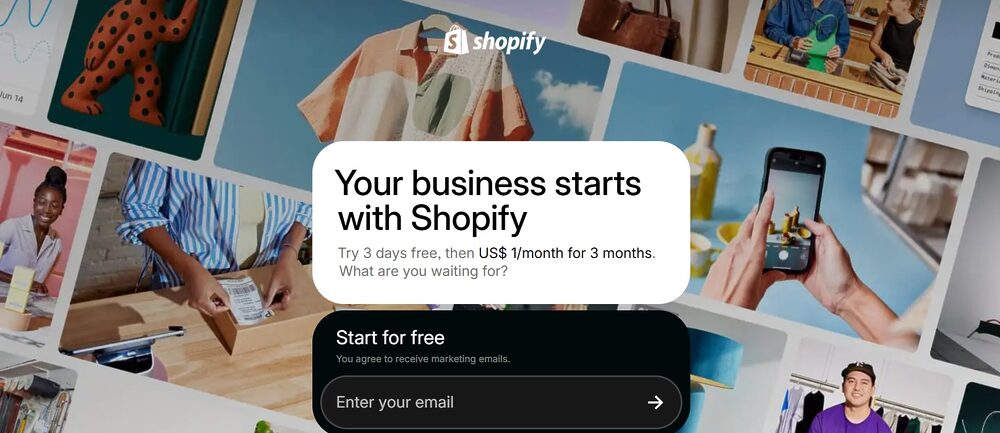 Screenshot of Shopify, a platform for e-commerce