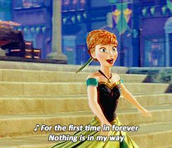 Princess Anna for Disney's movie "Frozen" singing the song "For The First Time in Forever".