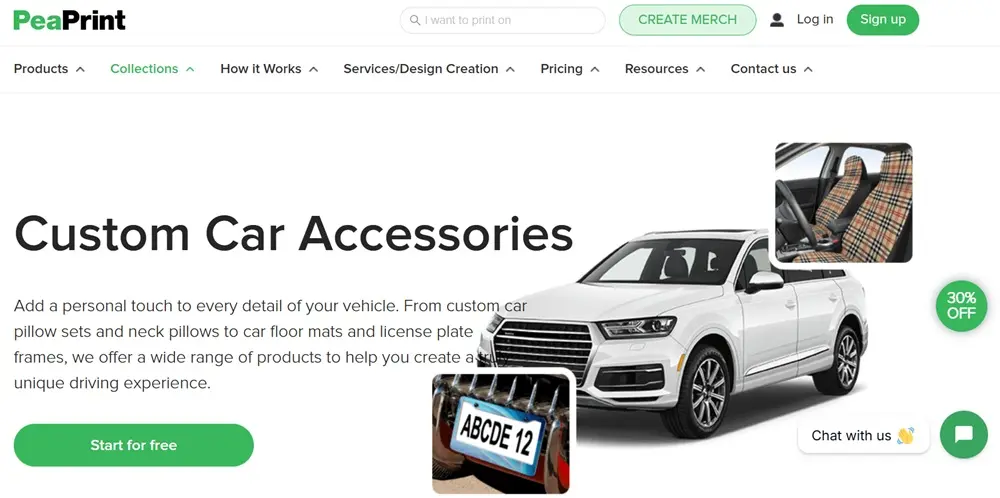 sell print on demand custom car accessories with PeaPrint