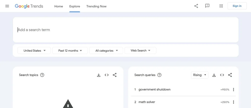 Google Trends Screenshot in English.